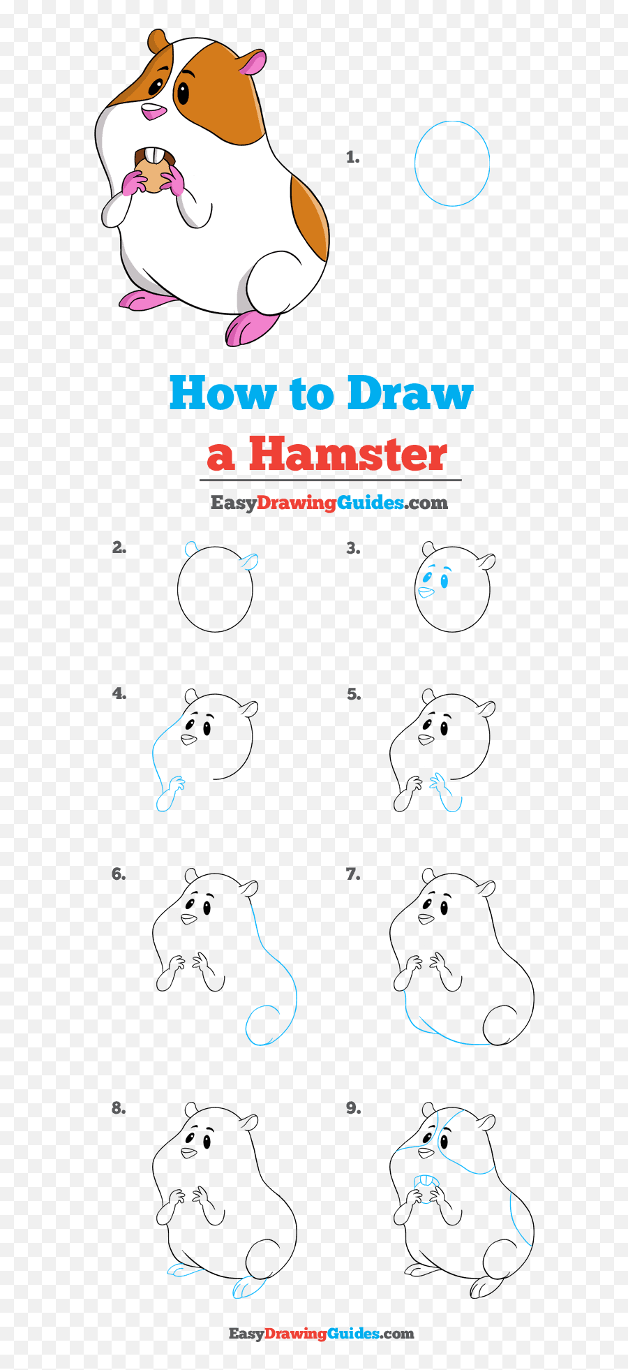 How To Draw A Hamster - Really Easy Drawing Tutorial Fortnite Llama Drawing Step By Step Emoji,Hamster Emoji