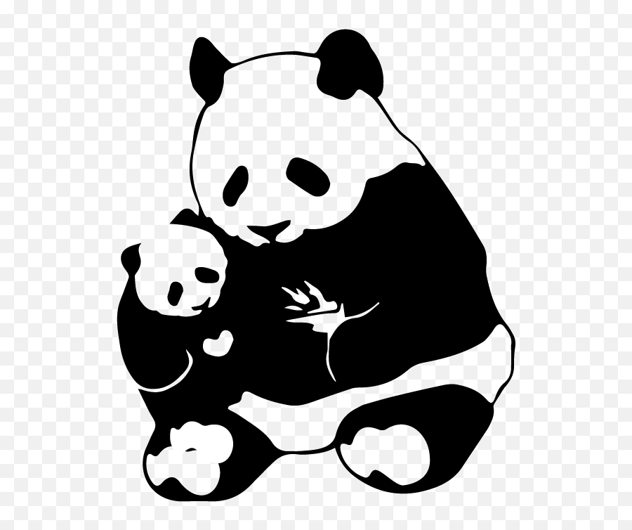 Stickers Maman Panda Avec Son Bébé Clipart - Full Size Stickers Panda Emoji,Red Panda Emoji