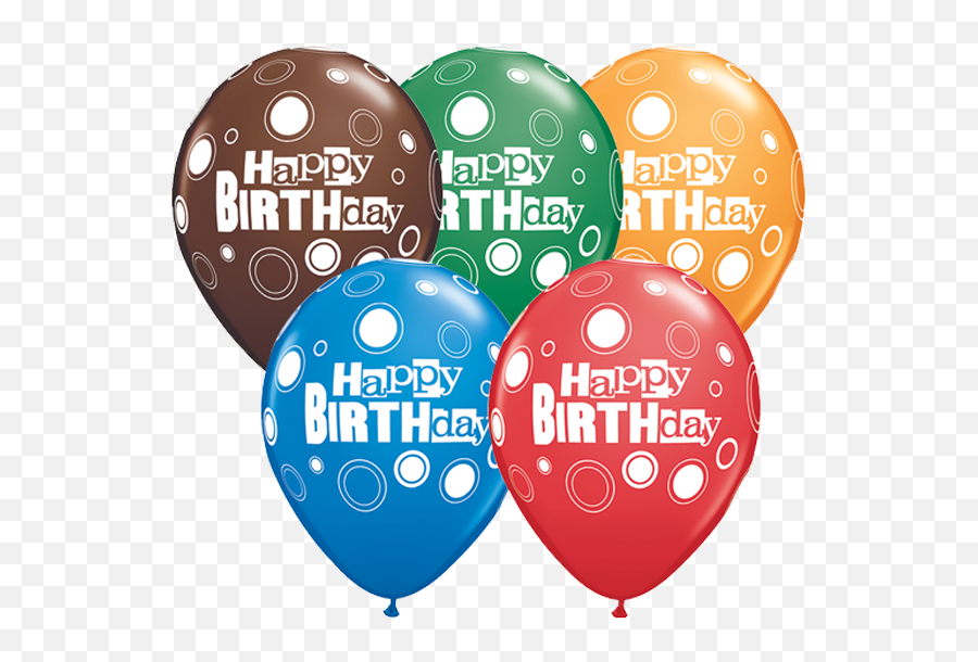 25 X 11 Happy Birthday Bold Dots Assorted Qualatex Latex - Balloon Emoji,Happy Birthday Emoji Story