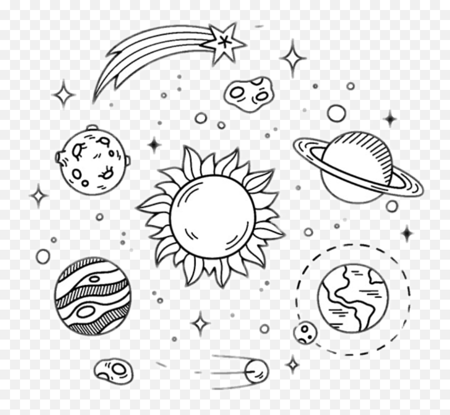 Outlines Tumblr Espacio Sol Luna Outlinetumblr - Space Drawings Emoji,Emoji Outlines