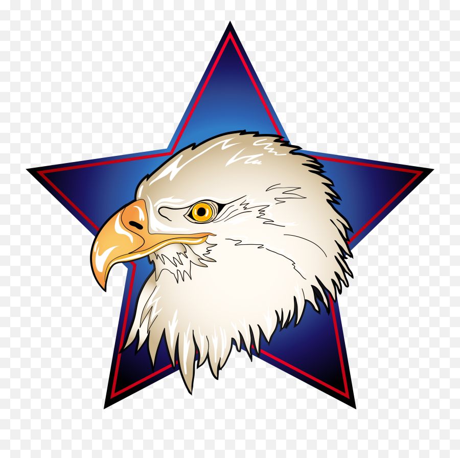Blue Star Transparent Png Clip Art - Eagle Head In Star Emoji,Bald Eagle Emoji