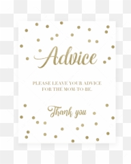 Gold Confetti Baby Shower Advice Sign - Paper Emoji