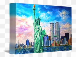 Trade Drawing Twin Towers Transparent - Painting Statue Of Liberty Emoji