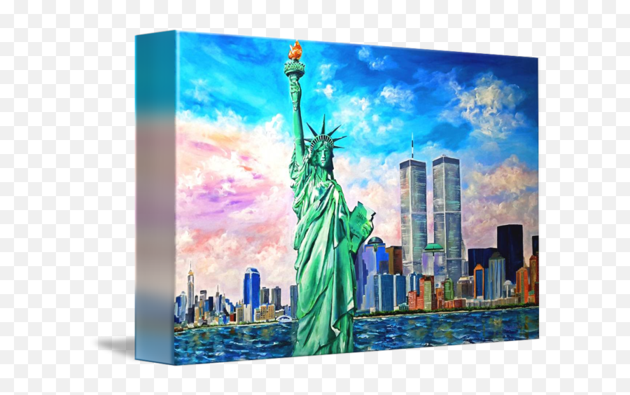 Trade Drawing Twin Towers Transparent - Twin Towers Painting Twin Towers Statue Of Liberty Emoji,Twin Towers Emoji