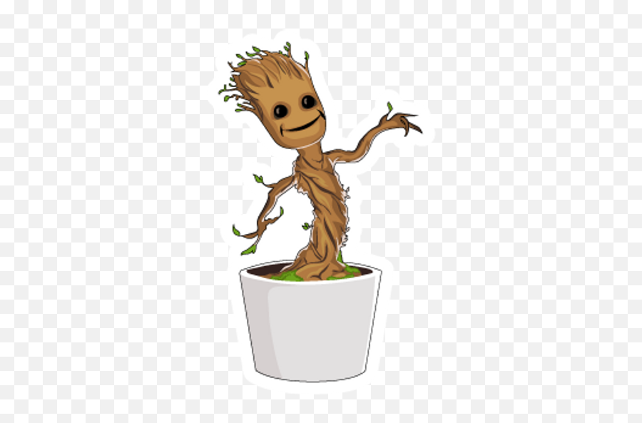 Baby Groot Plant Pot Sticker - Groot Emoji,Groot Emoji