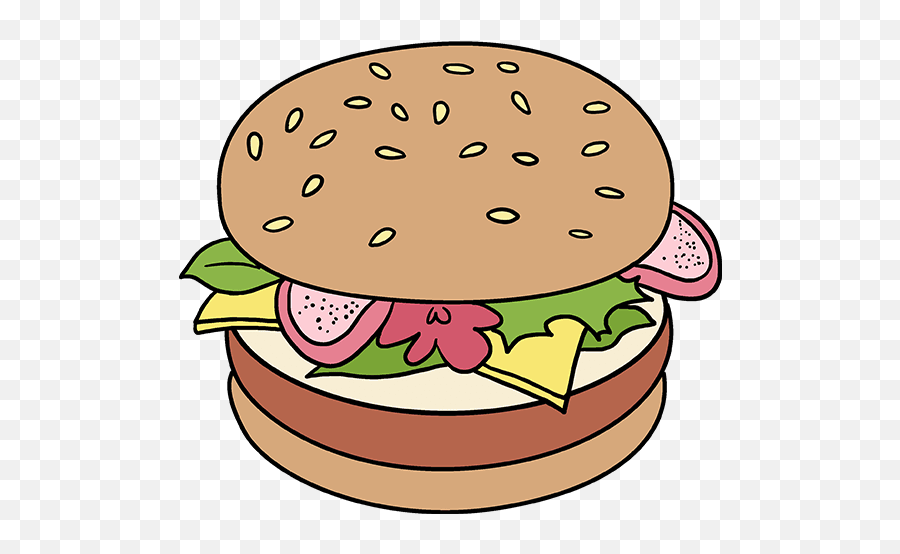 Really Easy Drawing Tutorial - Burger Draw In Easy Cartoon Emoji,Google Hamburger Emoji