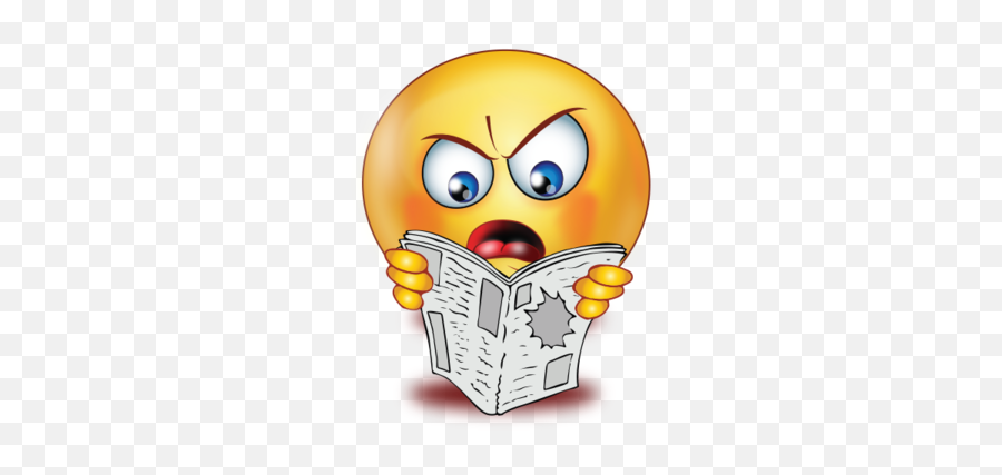 Angry Reading Newspaper Emoji - Fake News Emojis,Reading Emoji