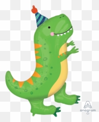 Cute Party T - Rex Happy Dino 34 In Supershape Mylar Foil Balloon Dino Balloons Emoji,Dinosaur Emoticon