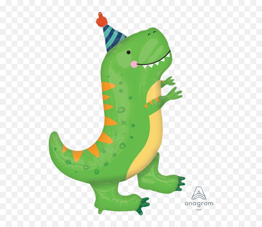Cute Party T - Rex Happy Dino 34 In Supershape Mylar Foil Balloon Dino Balloons Emoji,Dinosaur Emoticon