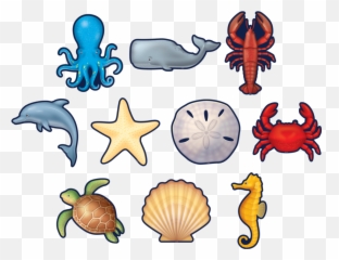 Nautical Sea Life Cut Out Cards X 30 - Clip Art Emoji,Octopus Pen Emoji