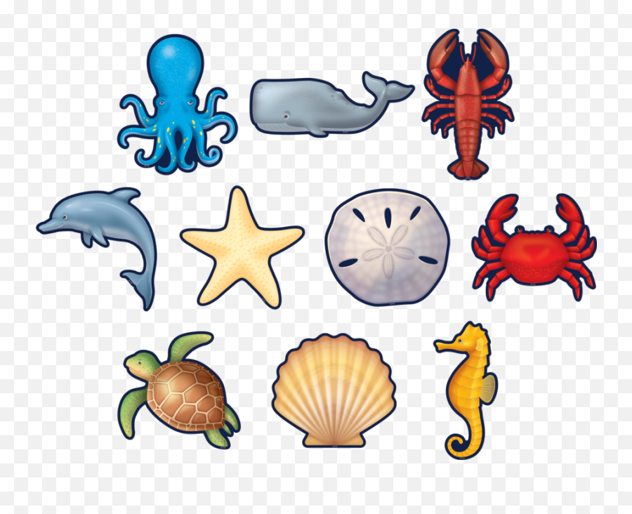 Nautical Sea Life Cut Out Cards X 30 - Clip Art Emoji,Octopus Pen Emoji