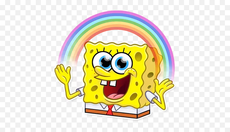 Spongebob Rainbow Gif Transparent - Telegram Sticker Square Pants Emoji,Spongebob Emoticon