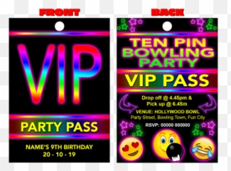 Ten Pin Bowling Party Emoji Vip Guest - Sleepover 10th Birthday Invitations