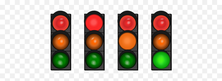 Vector Image Of Four Traffic Lights - Traffic Signals Are Red Orange And Green Emoji,Traffic Light Caution Sign Emoji