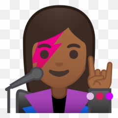 Woman Singer Medium Dark Skin Tone Icon - Emoji Mujer Cantando