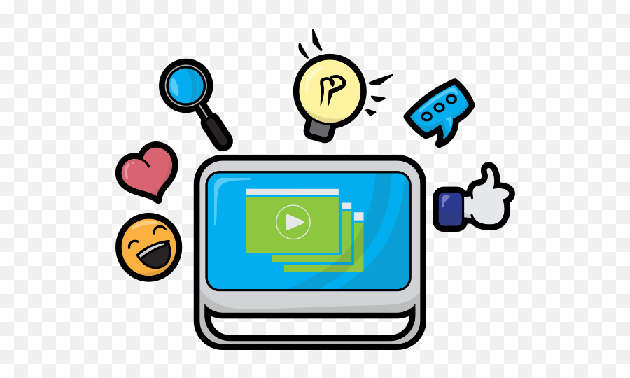 Cartoon Computer With Access To Social Media Sites - Accessing Computer Cartoon Png Emoji,Laughing Emoticon