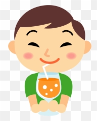 Boy Is Drinking Orange Juice Clipart - Cartoon Emoji
