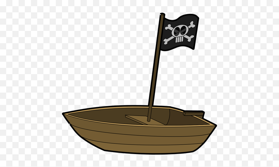 Small Pirate Boat With A Flag Vector - Boat Clip Art Emoji,Caribbean Flag Emoji