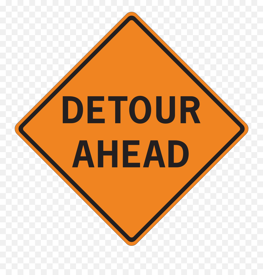 Detour Ahead Sign Warning Information - Road Work Ahead Sign Emoji,Traffic Light Caution Sign Emoji