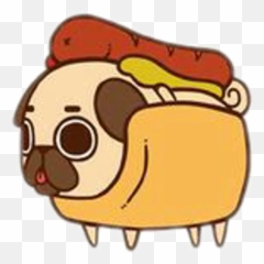 Freetoedit Pug Cute Food Hotdog Sausage Fastfood - Cartoon Drawings Of Pugs Emoji,Sausage Emoji