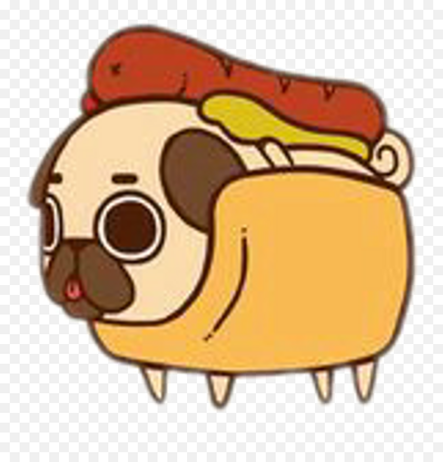 Freetoedit Pug Cute Food Hotdog Sausage Fastfood - Cartoon Drawings Of Pugs Emoji,Sausage Emoji