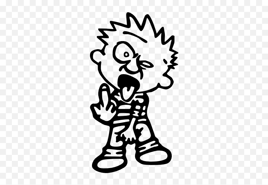 Boy Holding His Crotch And Flipping The Middle Finger Sticker - Calvin Middle Finger Sticker Emoji,Emoji Flip Off