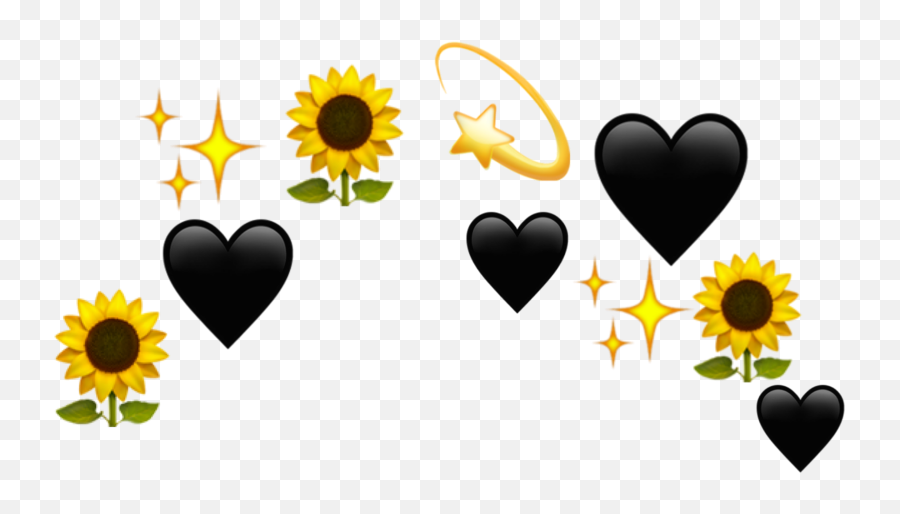 Sunflower Heartblack Heart Heartemoji Shine Star Emoji - Emoji Picsart Sticker,Star Eyed Emoji