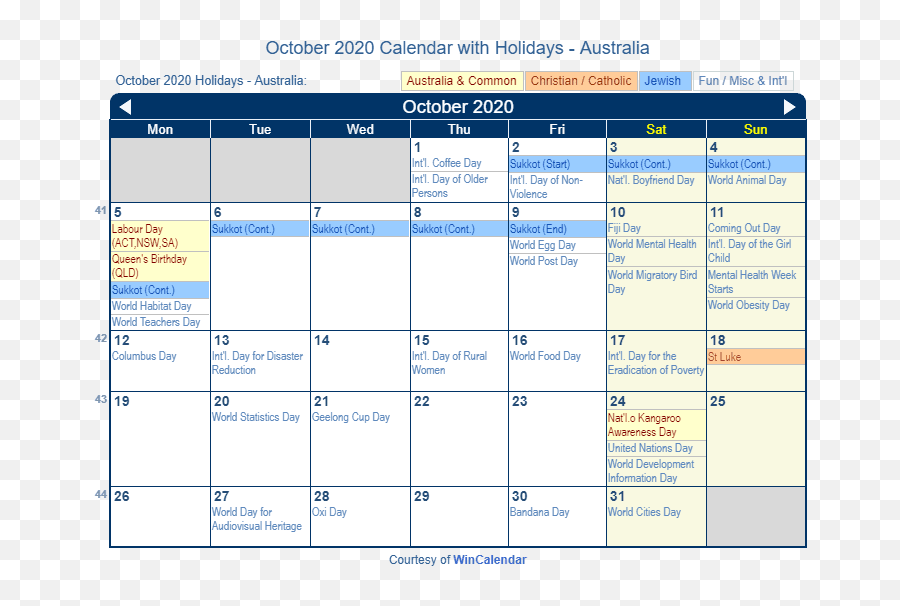 October 2020 Calendar With Holidays - Australia December 2020 Calendar Holidays Emoji,Fiji Flag Emoji