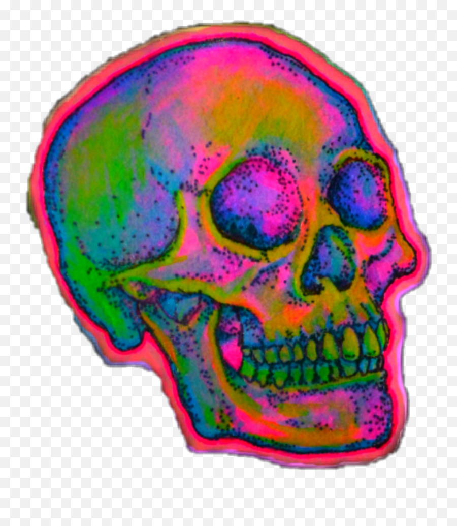 Skull Numbskull Cheese Sticker - Neon Skulls Hd Png Emoji,Man Skull Emoji