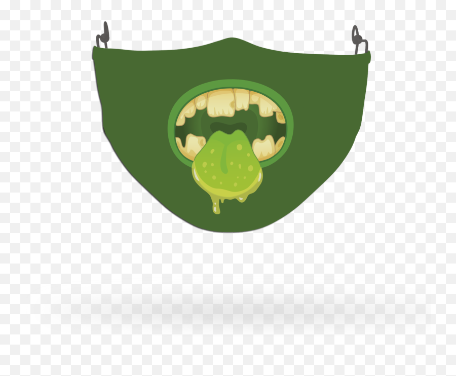 Green Scary Monster Face Covering Print 6 - Fictional Character Emoji,Scary Emoji