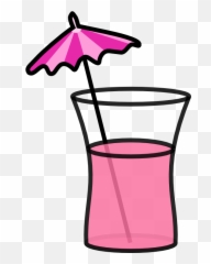 Pink Cocktail Clipart - Umbrella Drink Art Emoji