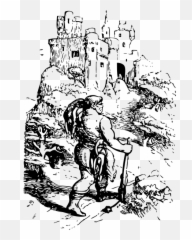 Giant Going To Castle - Story Clip Clipart Black And White Emoji