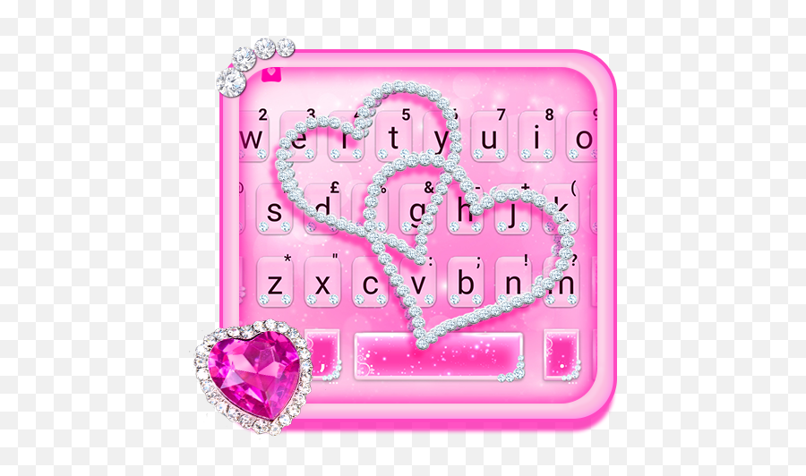 Pink Diamond Hearts Keyboard Theme - Clip Art Emoji,Pink Diamond Emoji