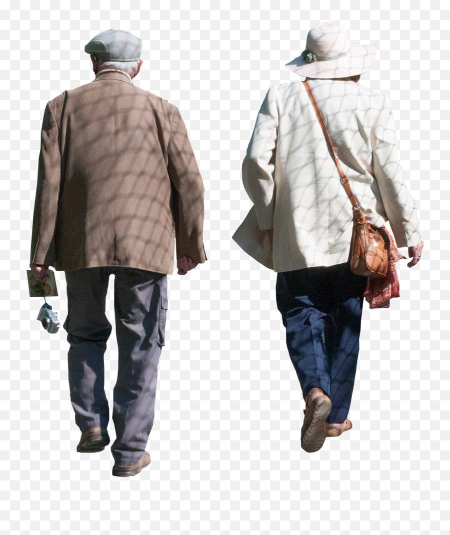 Old Pensioners Isolated Man Woman - Old People Walking Png Emoji,Duck Emoji Apple
