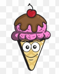 Cartoon Cone Cream Emoji Ice Icon - Chocolate Ice Cream With Cherry On Top,Ice Emoji