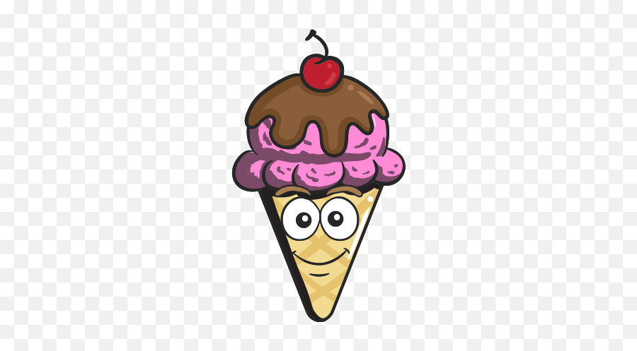 Cartoon Cone Cream Emoji Ice Icon - Chocolate Ice Cream With Cherry On Top,Ice Emoji