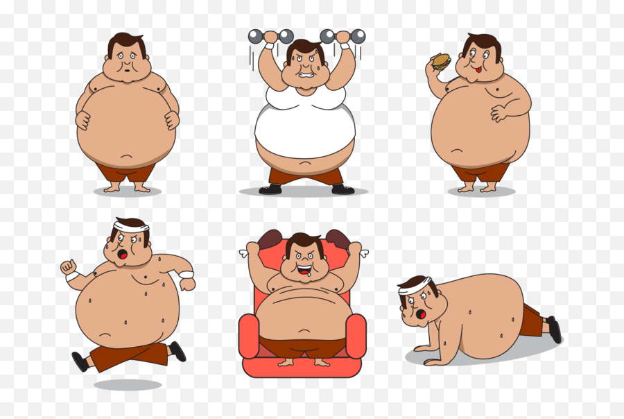 Fat Guy Character Vector - Fat Man Cartoon Characters Emoji,Fat Emoji Copy And Paste