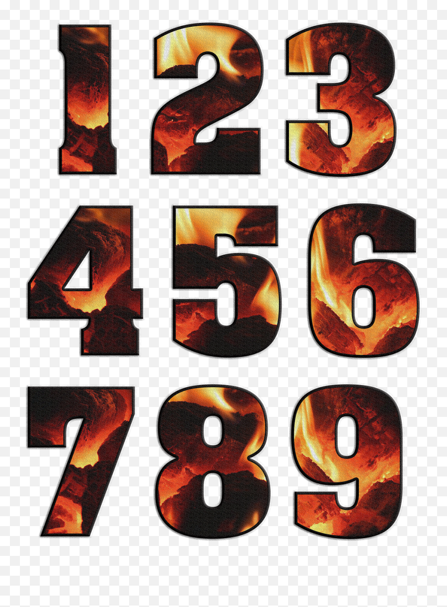 Numbers Digits Characters Flames Fire - Numeros De Fogo Png Emoji,Emoji Bullet Points