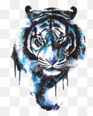 Tiger Face Blue Sticker - Tattoo Emoji