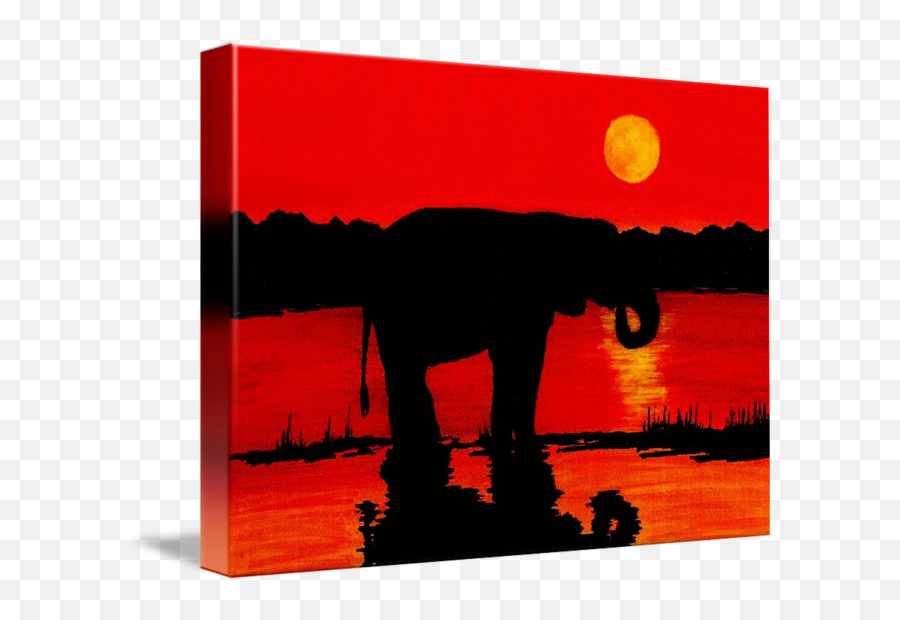 Silhouette Art Canvas Print Painting - Elephant Silhouette African Sunset Emoji,Emoji Canvas Painting