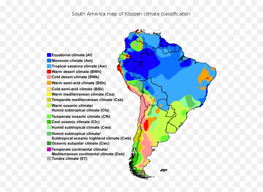 South America Map Of Köppen - South America Koppen Climate Emoji,South Carolina Emoji