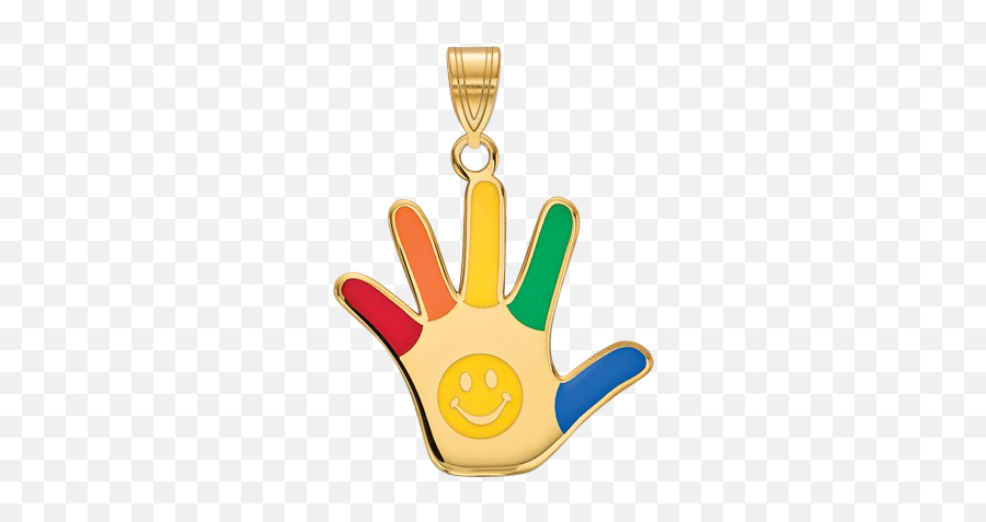 14k Gold Autism Handprint Pendant - Pendant Emoji,Emoticon Necklace