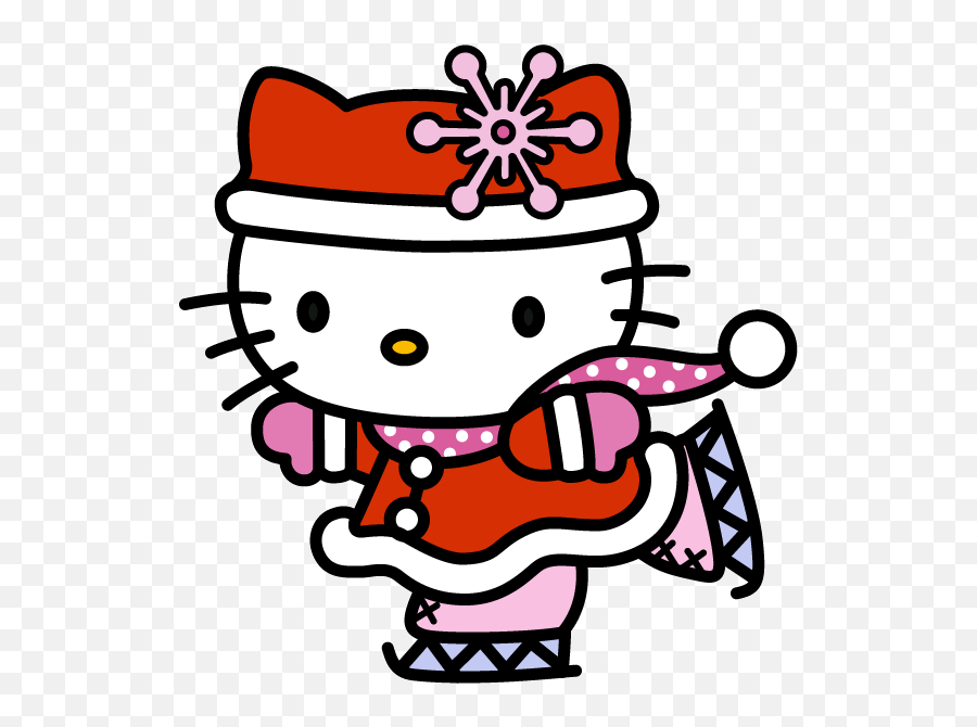 Hello Kitty Ice Skating Emoji,Christmas Emoticons