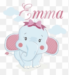 Elephant for girls with name illustration sticker - Girly Emoji