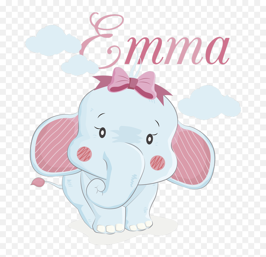 Elephant For Girls With Name Illustration Sticker - Girly Emoji,Emoji De Changuitos