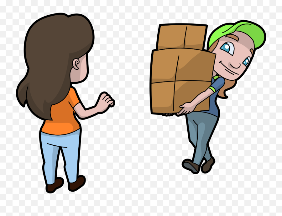 Cartoon Courier Woman Delivering - Cartoon Emoji,Blonde Hair Emoji