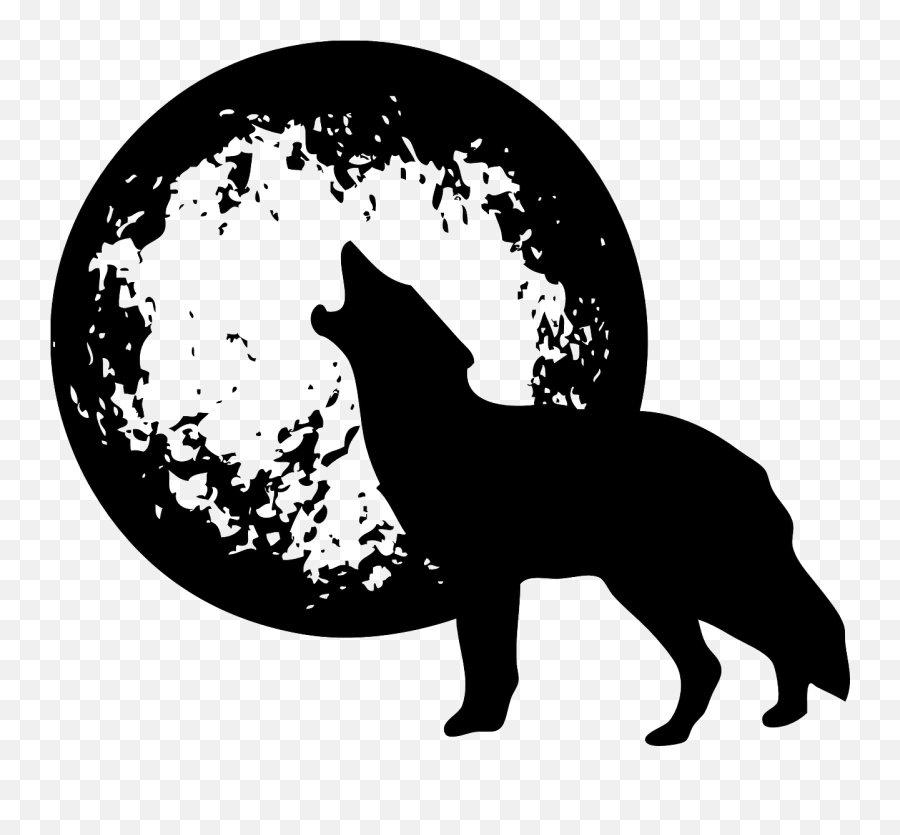 Howling Moon Wolf Free Vector Graphics - Wolf And Moon Png Emoji,Wolf Howling Emoji