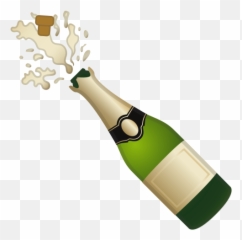 Bottle With Popping Cork Emoji - Champagne