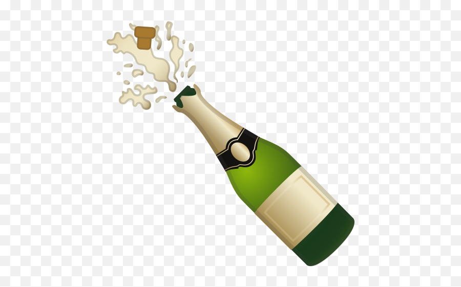 Bottle With Popping Cork Emoji - Champagne Bottle Emoji,Wine Emoji