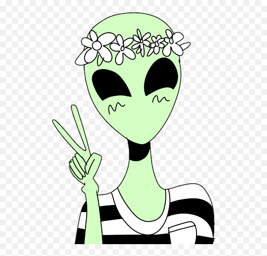 Alien Clipart Aesthetic - Alien Peace Sign Cute Emoji,Green Alien Emoji